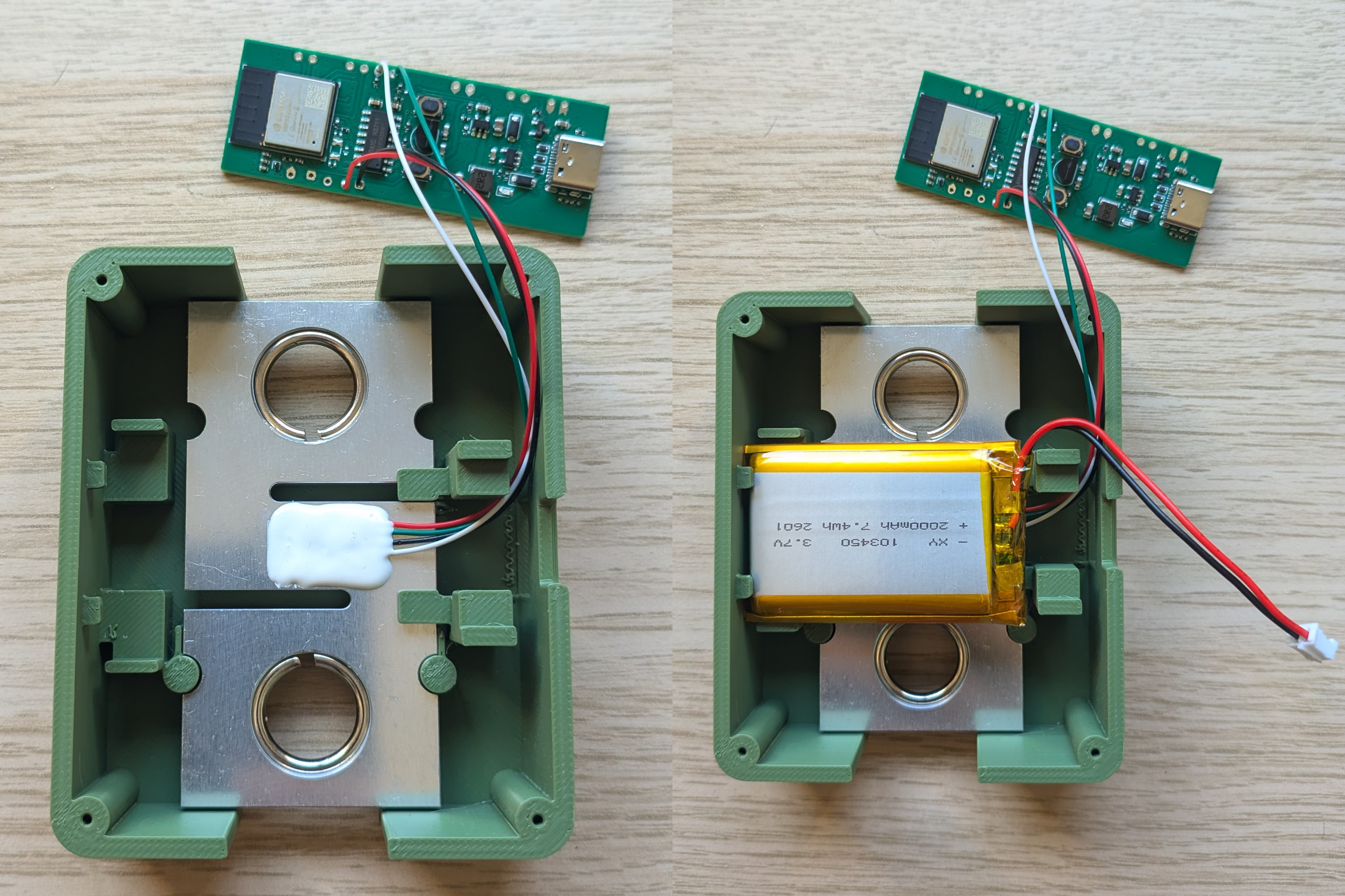 Load cell and battery placed on the case
